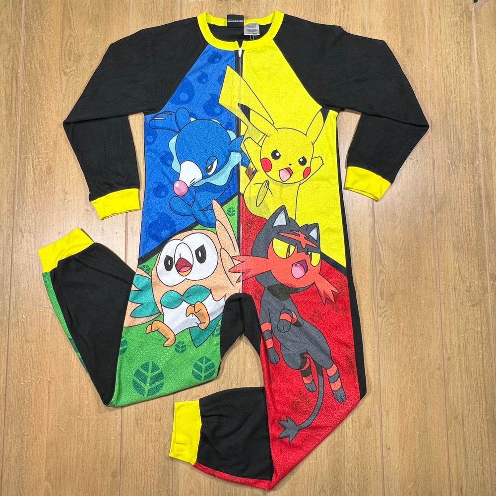 Pokemon Pikachu Rowlet Litten Popplio Fleece One Piece Suit Pajamas XL 14/16